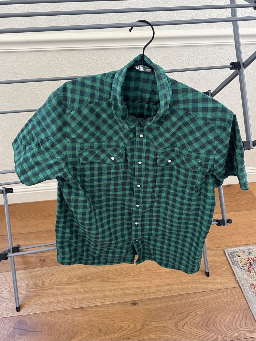 EUC Stio Eddy Short Sleeve Green Plaid, Size L